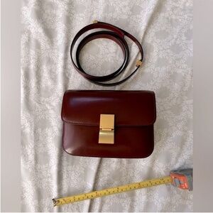 Burgundy Leather Crossbody Bag with Gold Clasp